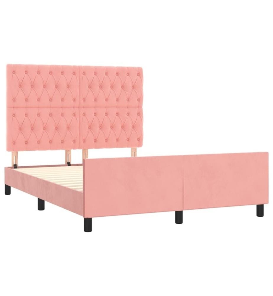 Bettgestell mit Kopfteil Rosa 140x200 cm Samt