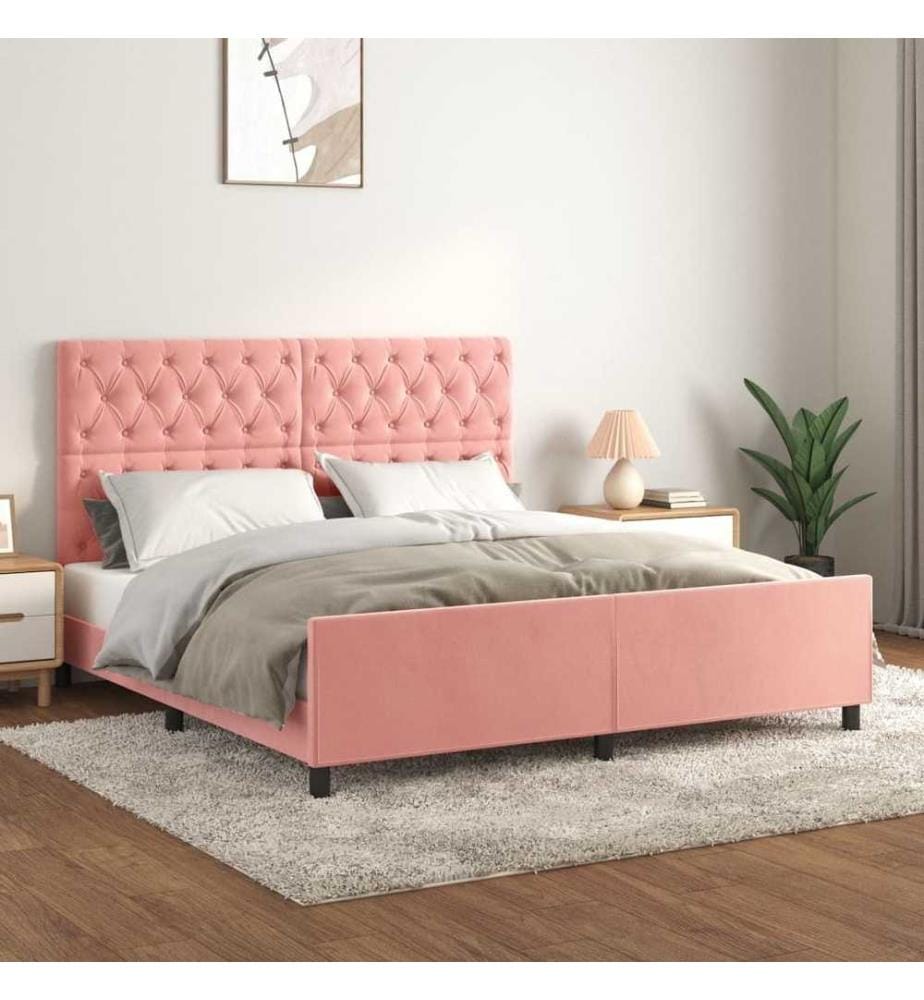 Bettgestell mit Kopfteil Rosa 160x200 cm Samt