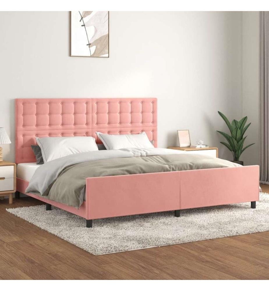 Bettgestell mit Kopfteil Rosa 200x200 cm Samt
