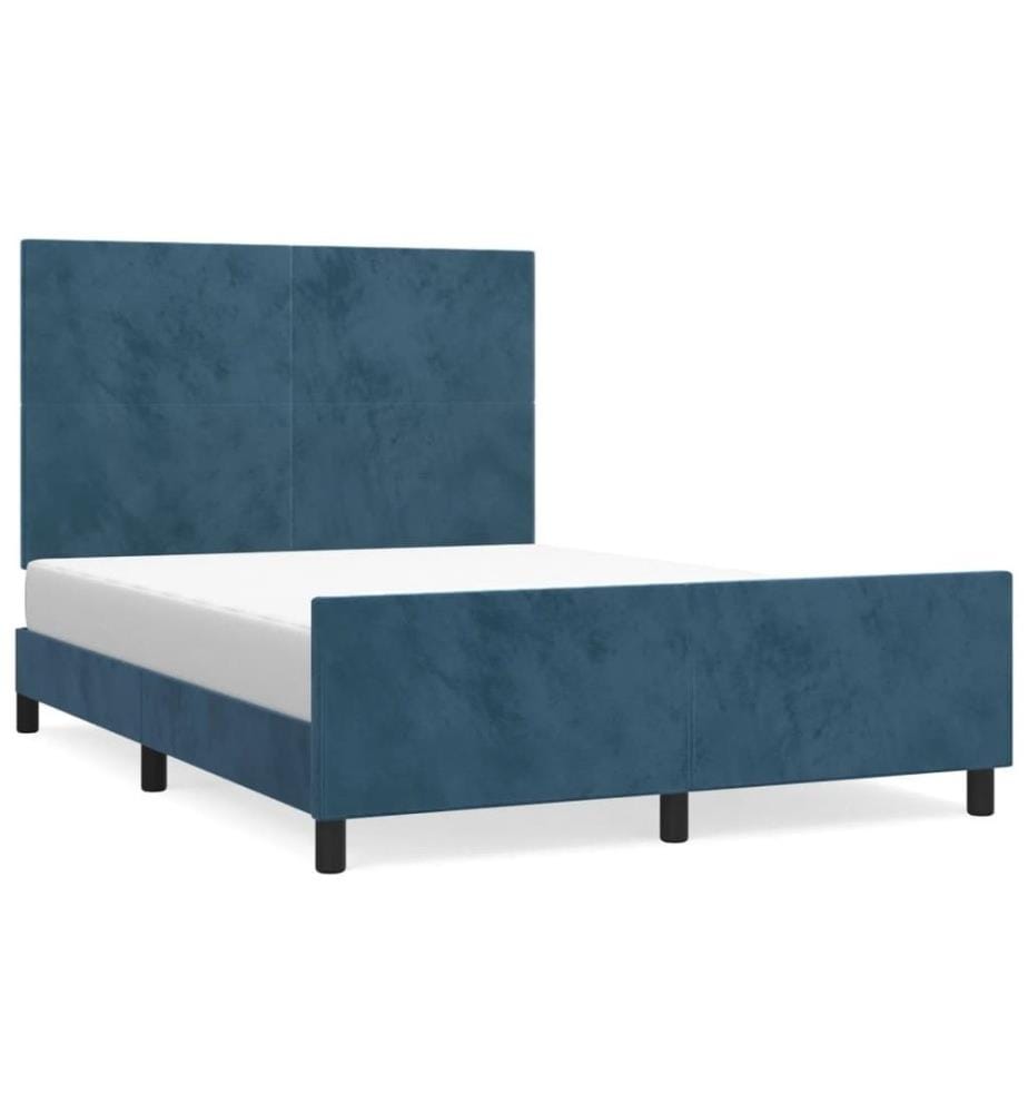 Bettgestell mit Kopfteil Dunkelblau 140x190 cm Samt