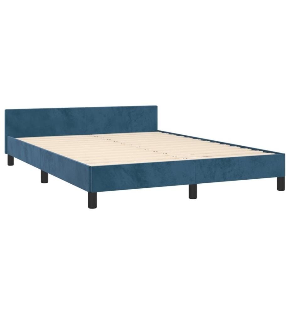Bettgestell mit Kopfteil Dunkelblau 140x190 cm Samt