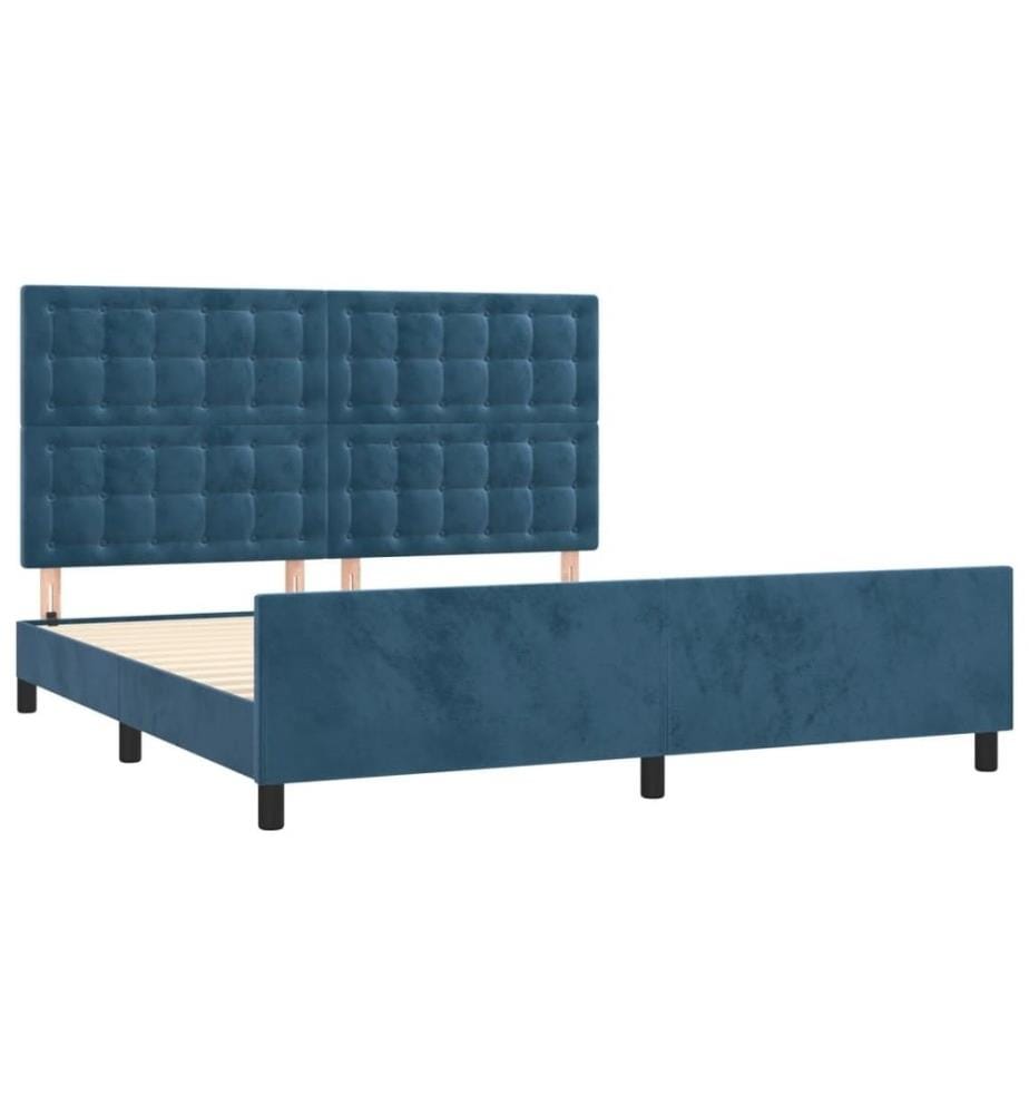 Bettgestell mit Kopfteil Dunkelblau 180x200 cm Samt
