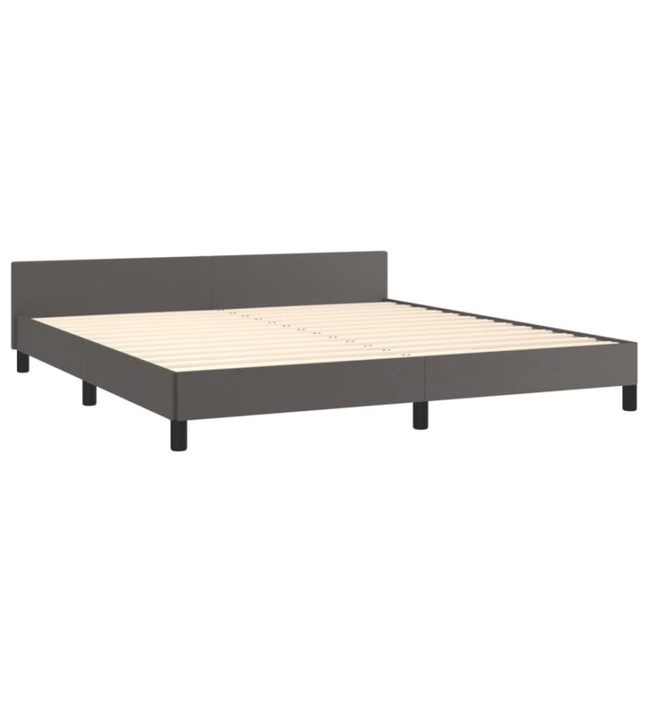 Bettgestell mit Kopfteil Grau 160x200 cm Kunstleder