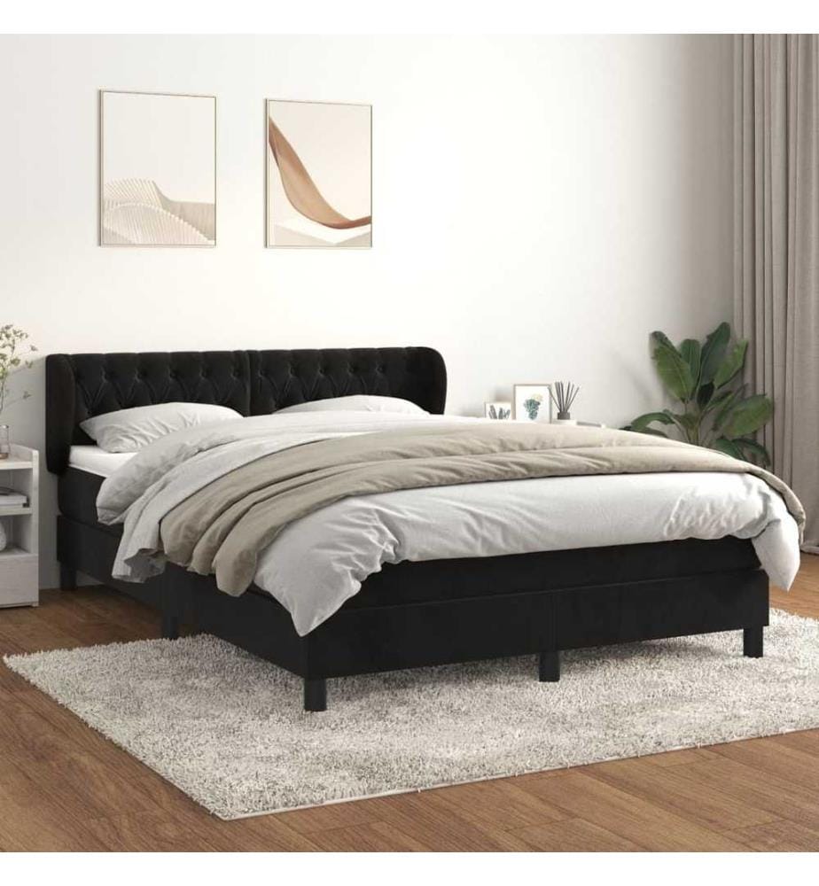Boxspringbett mit Matratze Schwarz 140x190 cm Samt