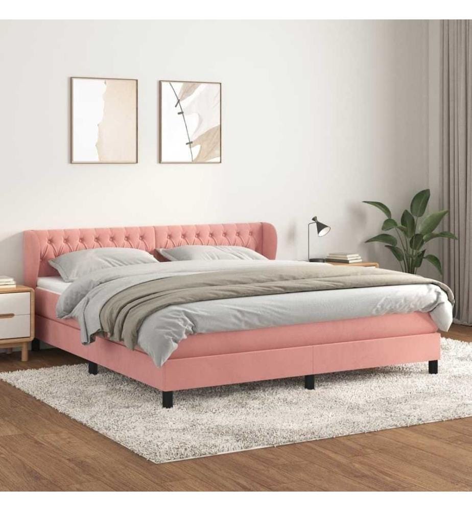 Boxspringbett mit Matratze Rosa 160x200 cm Samt