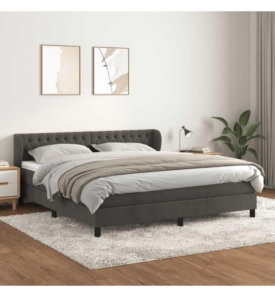 Boxspringbett mit Matratze Dunkelgrau 180x200 cm Samt