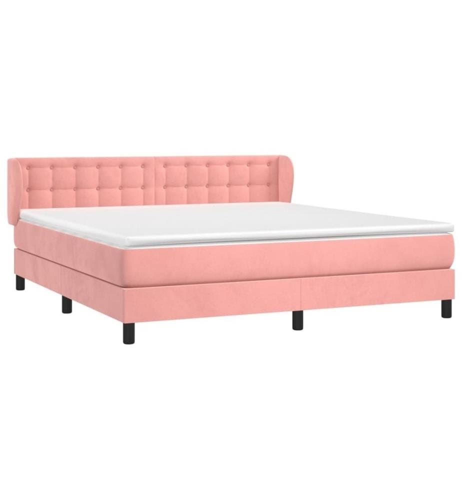 Boxspringbett mit Matratze Rosa 180x200 cm Samt