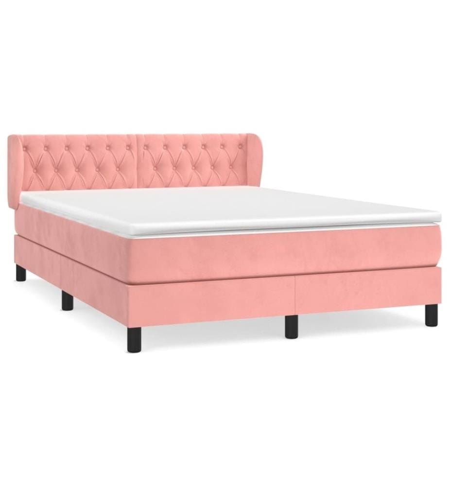 Boxspringbett mit Matratze Rosa 140x190 cm Samt