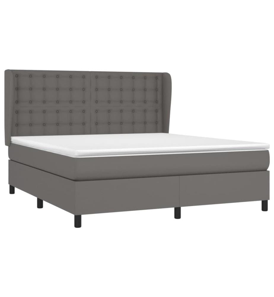 Boxspringbett mit Matratze Grau 180x200 cm Kunstleder