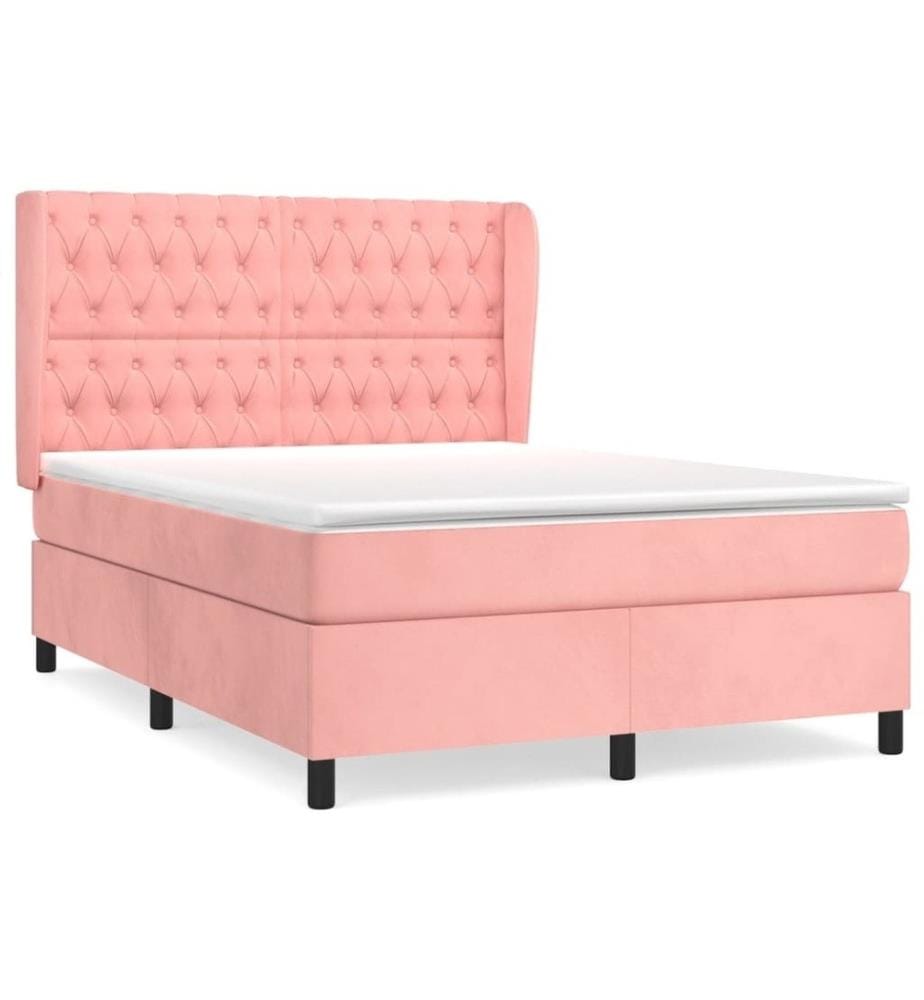 Boxspringbett mit Matratze Rosa 140x200 cm Samt