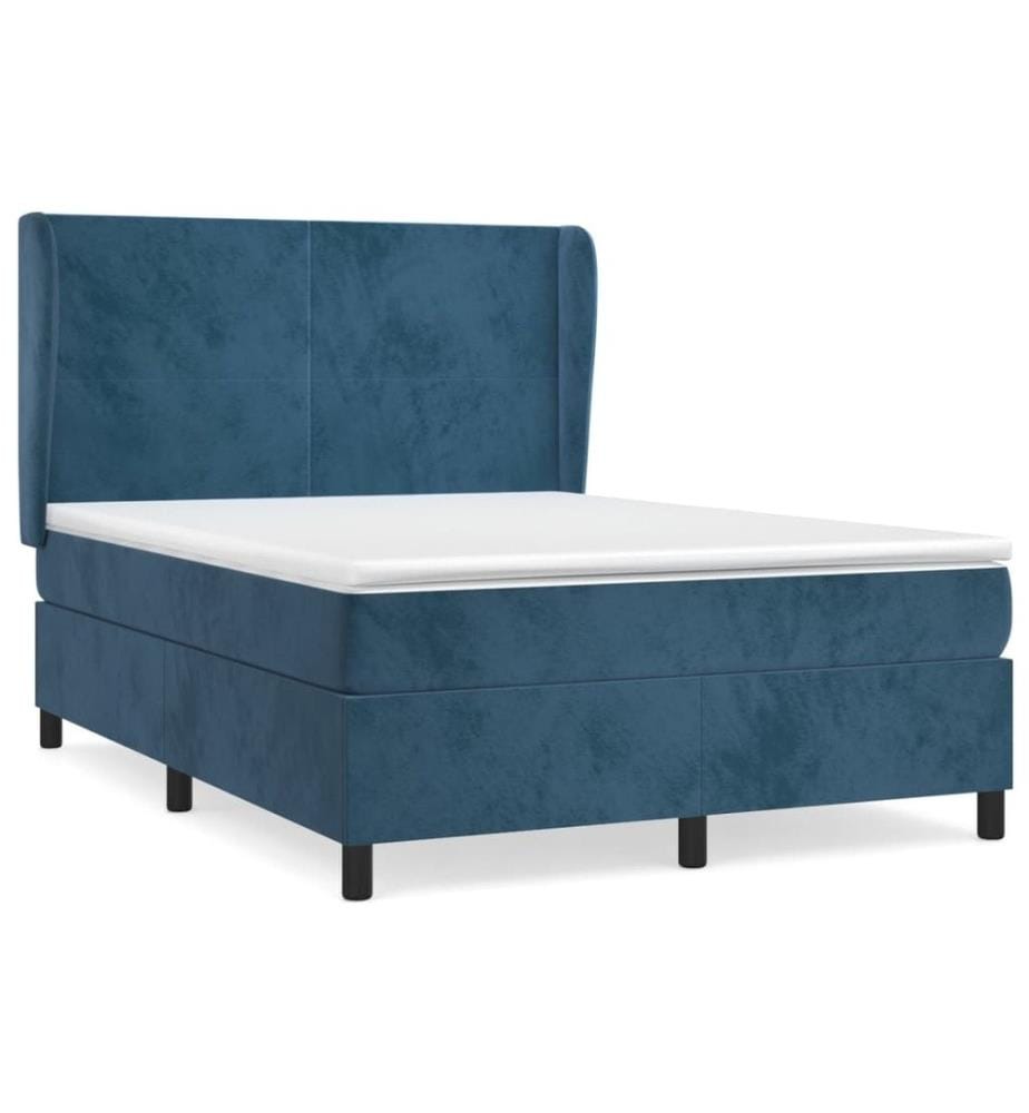 Boxspringbett mit Matratze Dunkelblau 140x200 cm Samt
