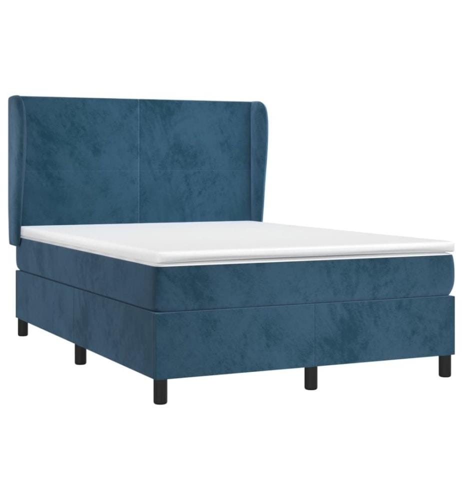 Boxspringbett mit Matratze Dunkelblau 140x200 cm Samt