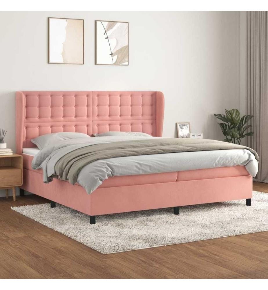Boxspringbett mit Matratze Rosa 200x200 cm Samt