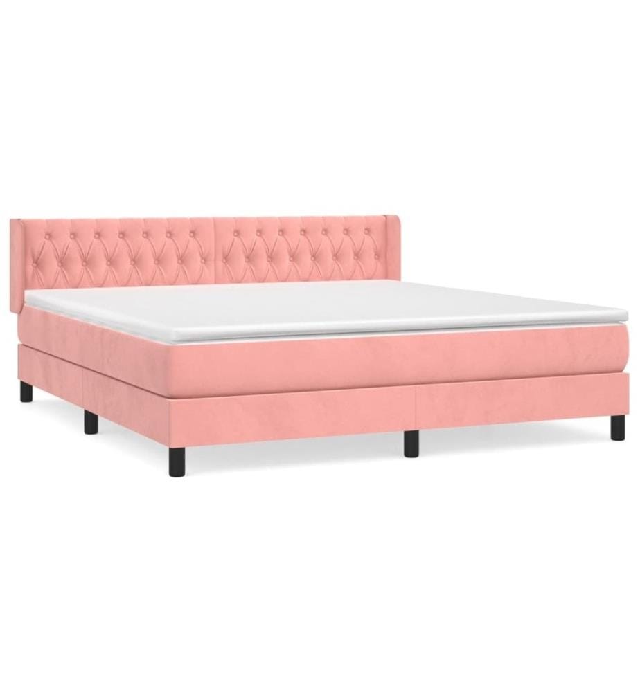 Boxspringbett mit Matratze Rosa 180x200 cm Samt