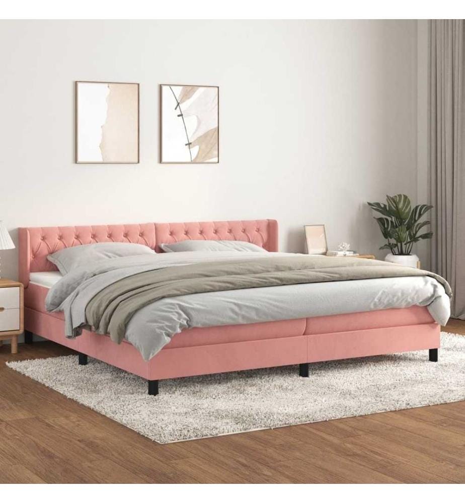 Boxspringbett mit Matratze Rosa 200x200 cm Samt