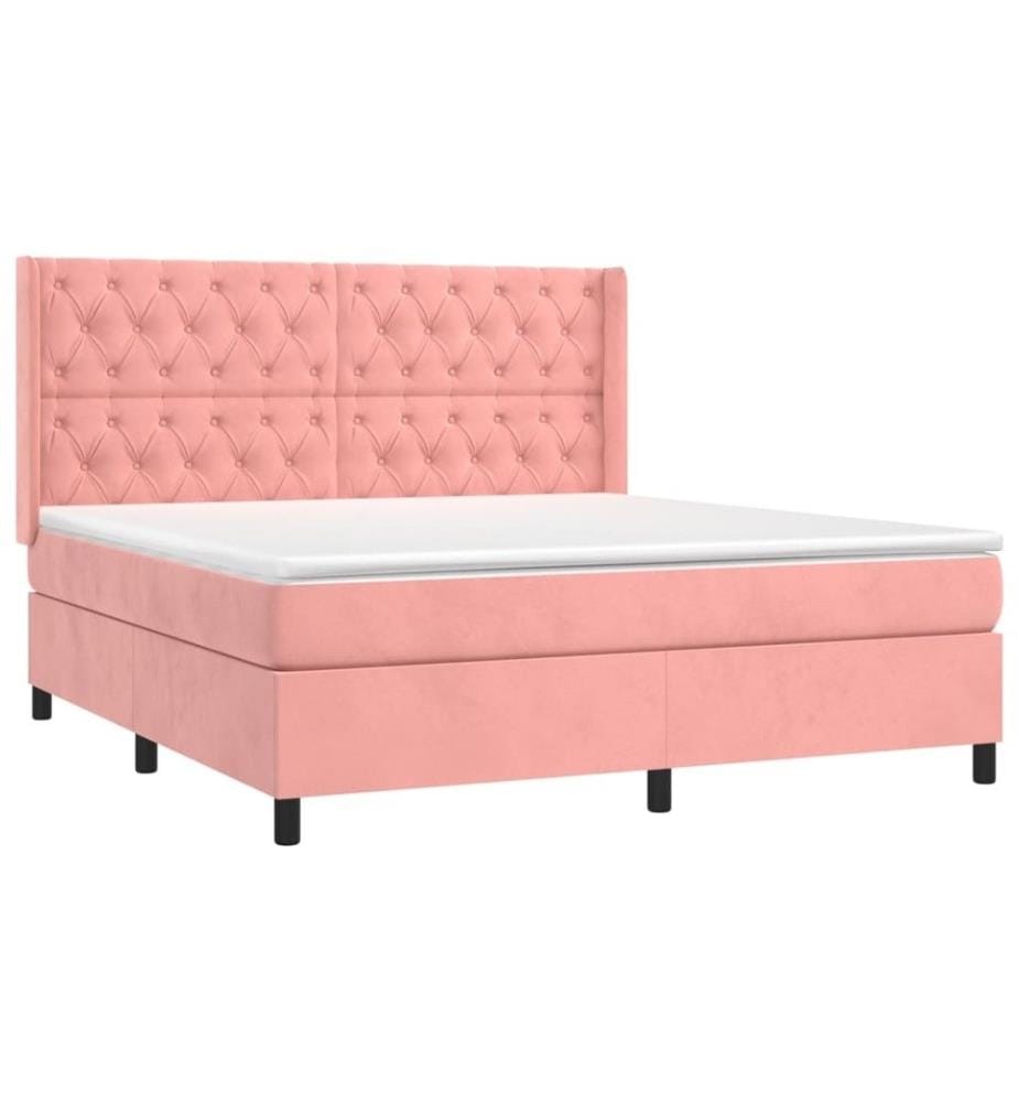 Boxspringbett mit Matratze Rosa 160x200 cm Samt