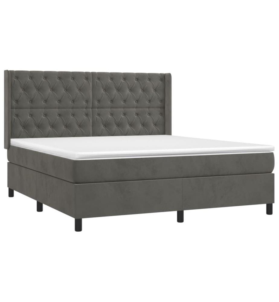 Boxspringbett mit Matratze Dunkelgrau 160x200 cm Samt