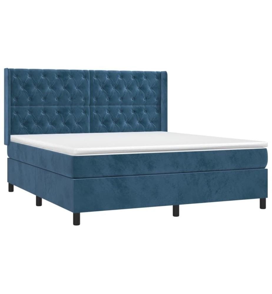 Boxspringbett mit Matratze Dunkelblau 160x200 cm Samt