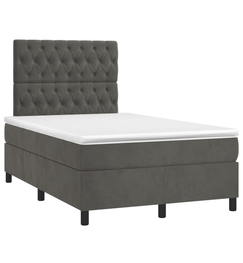 Boxspringbett mit Matratze & LED Dunkelgrau 120x200 cm Samt