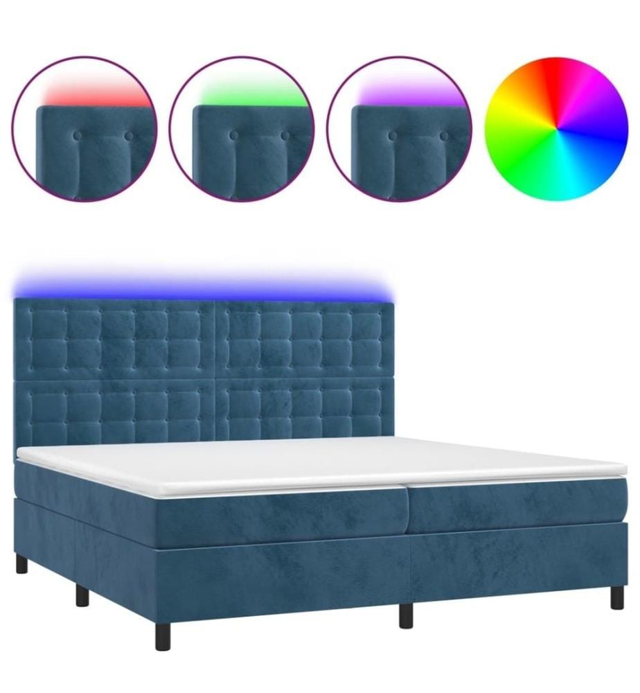 Boxspringbett mit Matratze & LED Dunkelblau 200x200 cm Samt