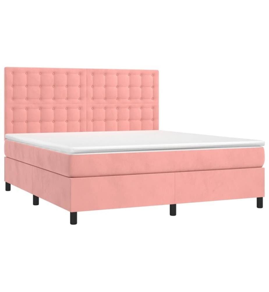 Boxspringbett mit Matratze & LED Rosa 180x200 cm Samt