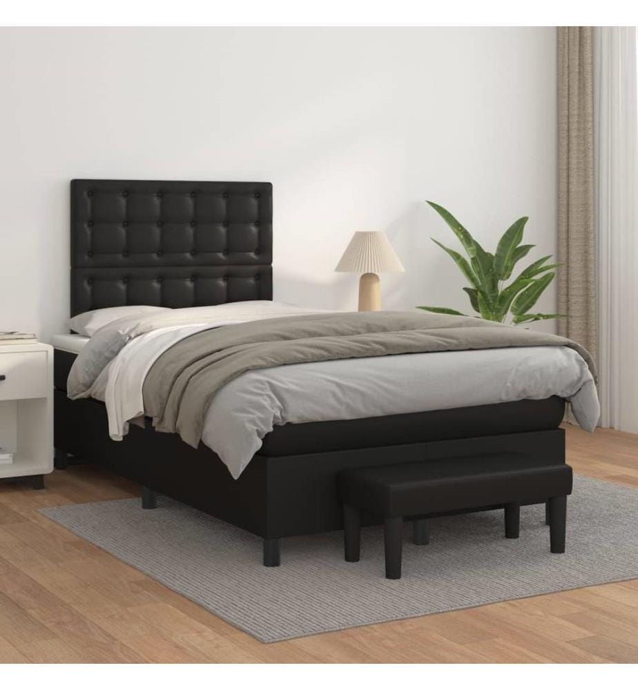 Boxspringbett mit Matratze Schwarz 120x200 cm Kunstleder