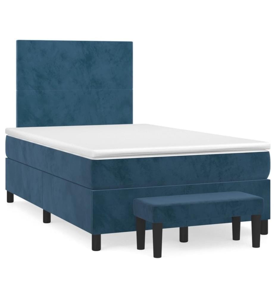Boxspringbett mit Matratze Dunkelblau 120x200 cm Samt