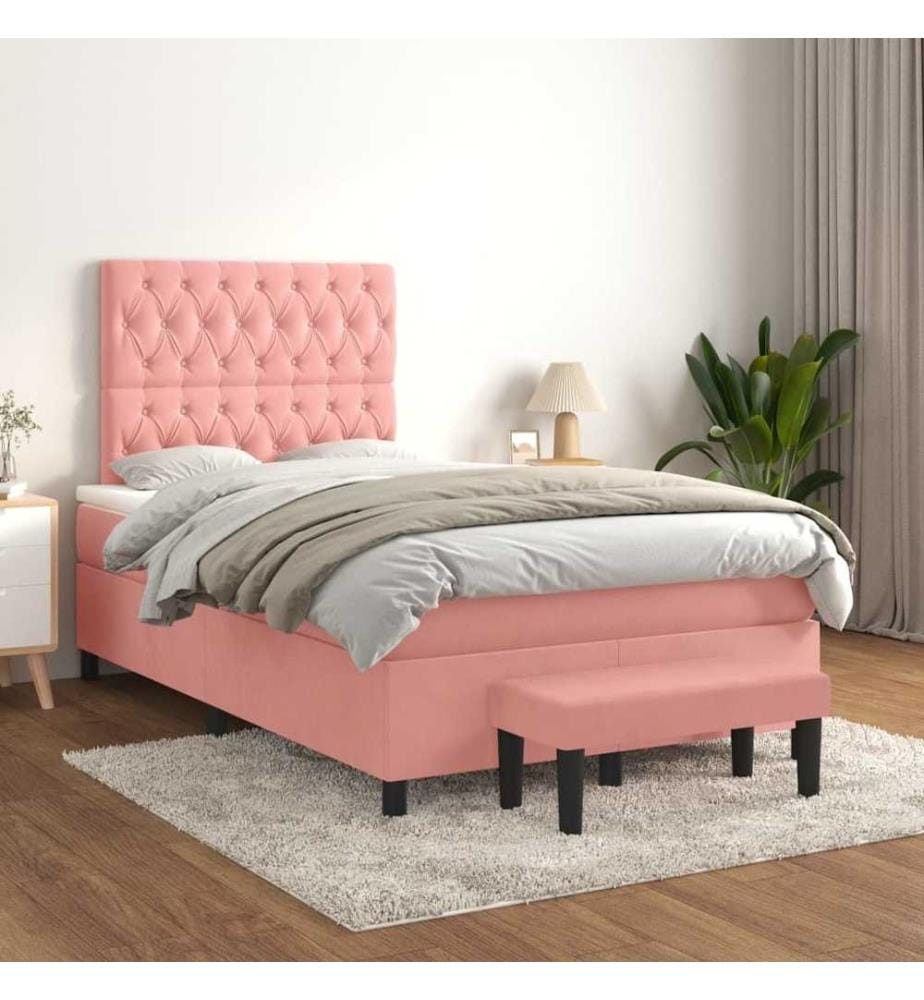Boxspringbett mit Matratze Rosa 120x200 cm Samt