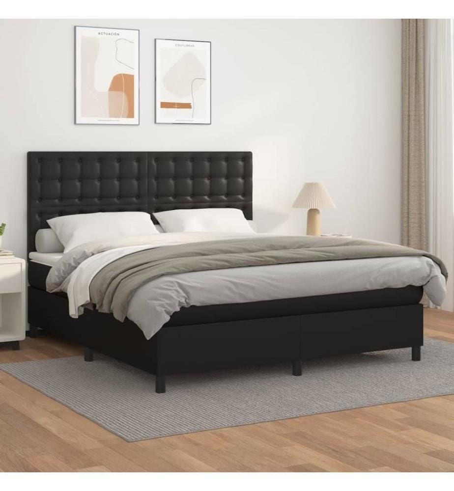 Boxspringbett mit Matratze Schwarz 180x200 cm Kunstleder