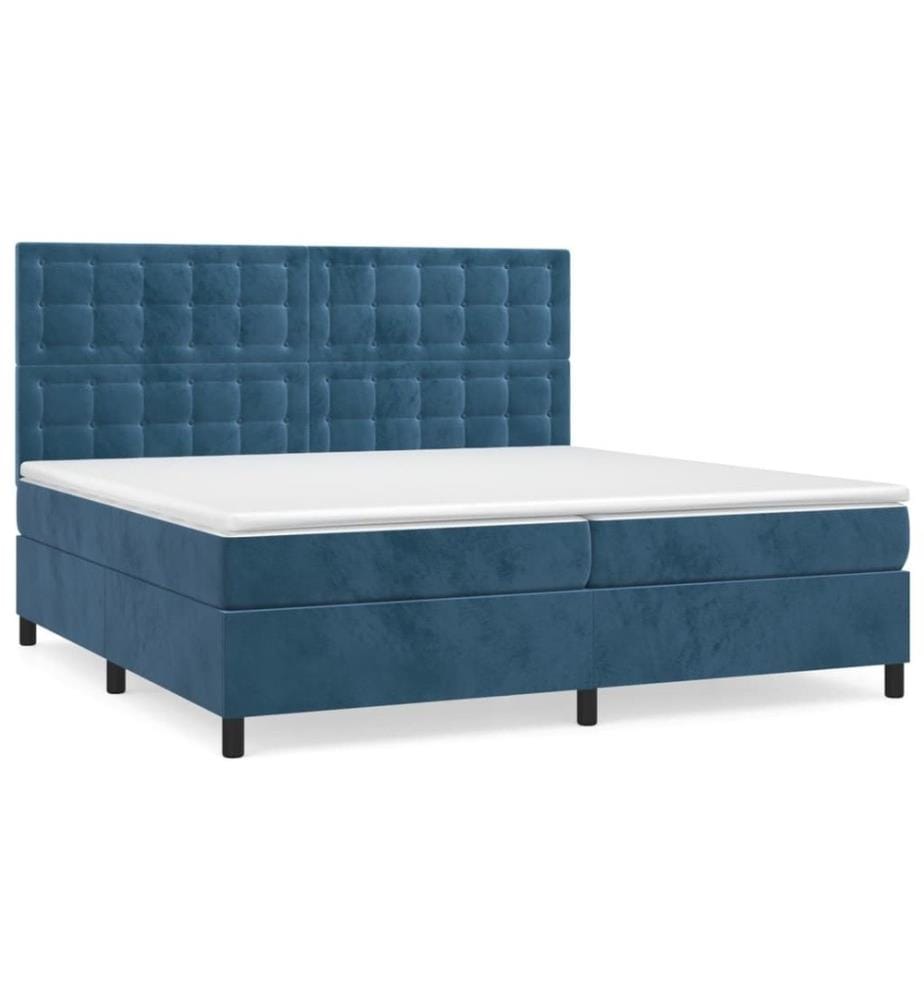 Boxspringbett mit Matratze Dunkelblau 200x200 cm Samt