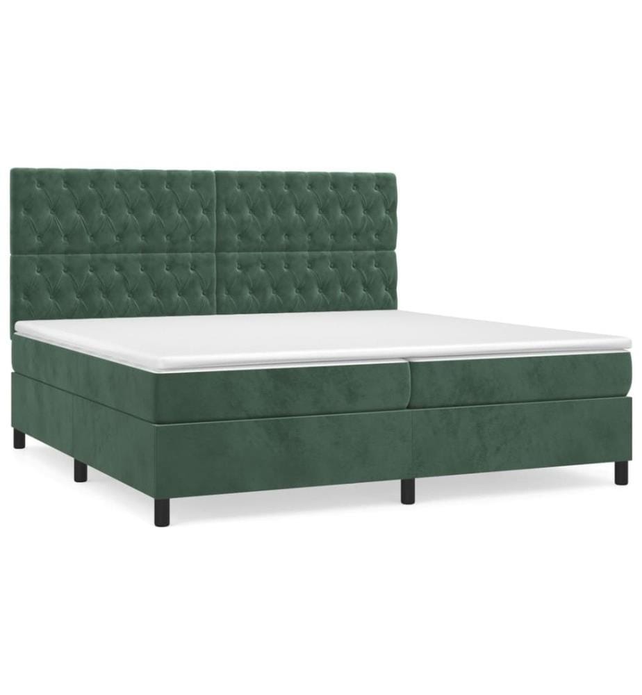 Boxspringbett mit Matratze Dunkelgrün 200x200 cm Samt