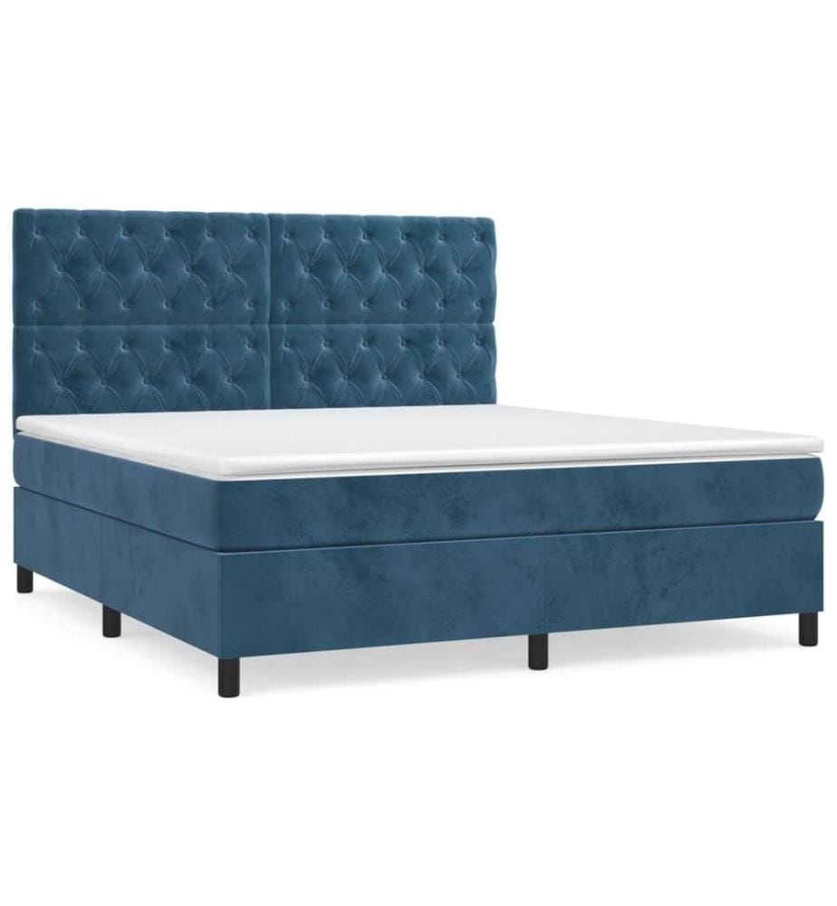 Boxspringbett mit Matratze Dunkelblau 160x200 cm Samt