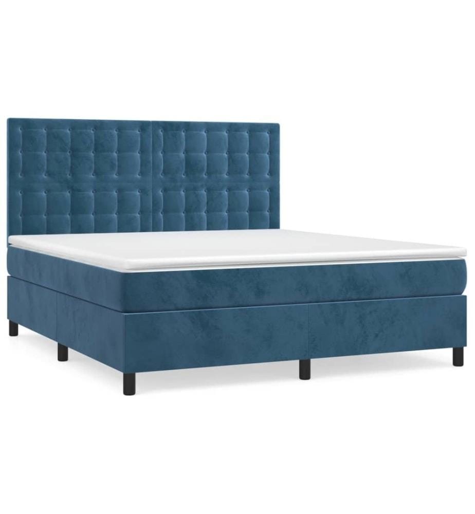 Boxspringbett mit Matratze Dunkelblau 180x200 cm Samt