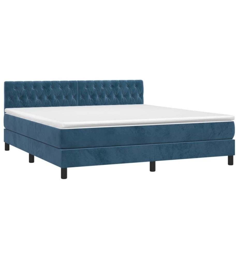 Boxspringbett mit Matratze & LED Dunkelblau 160x200 cm Samt