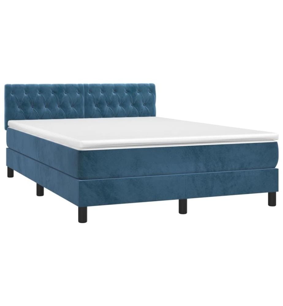 Boxspringbett mit Matratze & LED Dunkelblau 140x190 cm Samt
