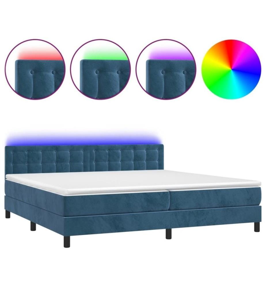 Boxspringbett mit Matratze & LED Dunkelblau 200x200 cm Samt
