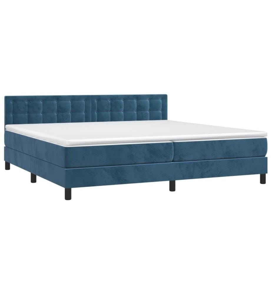 Boxspringbett mit Matratze & LED Dunkelblau 200x200 cm Samt