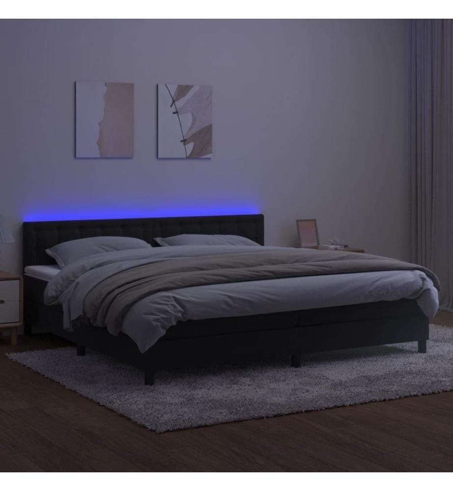 Boxspringbett mit Matratze & LED Schwarz 200x200 cm Samt
