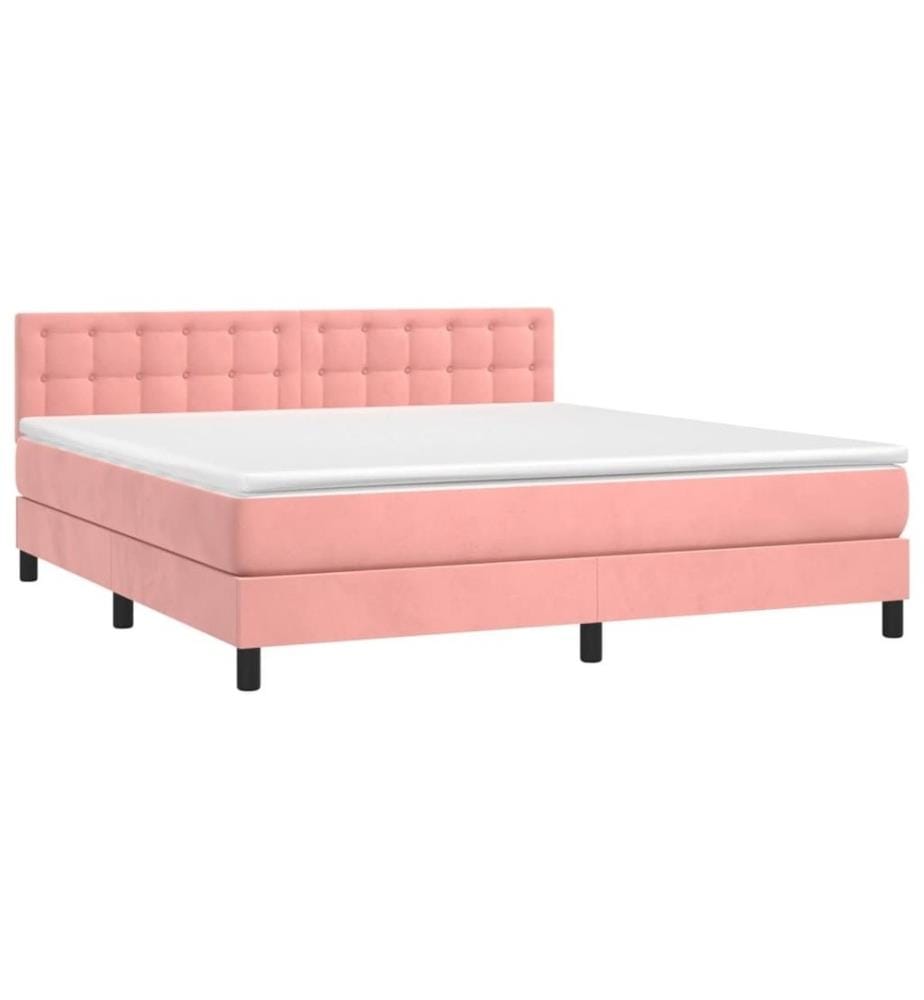 Boxspringbett mit Matratze & LED Rosa 180x200 cm Samt