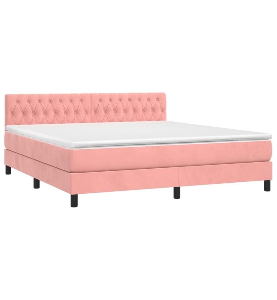 Boxspringbett mit Matratze & LED Rosa 160x200 cm Samt