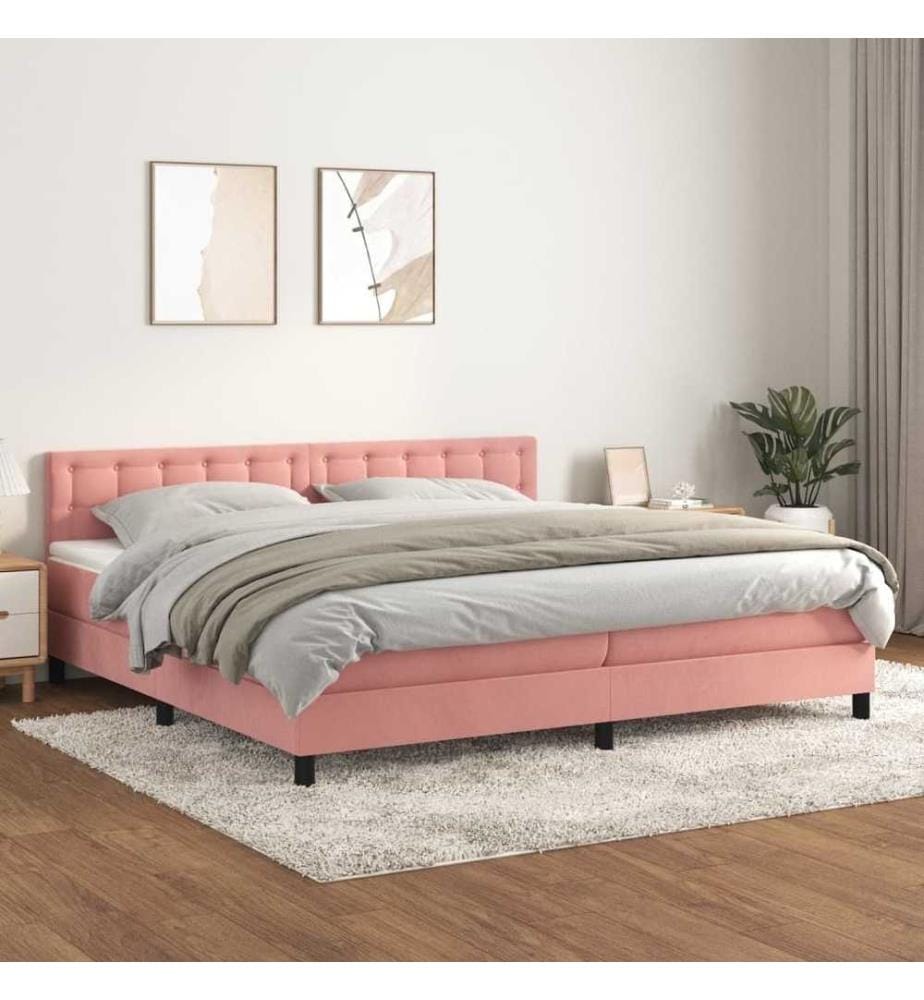 Boxspringbett mit Matratze Rosa 200x200 cm Samt