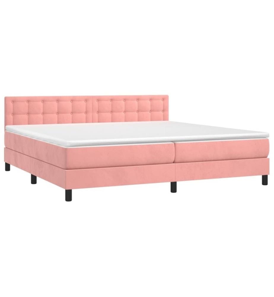 Boxspringbett mit Matratze Rosa 200x200 cm Samt