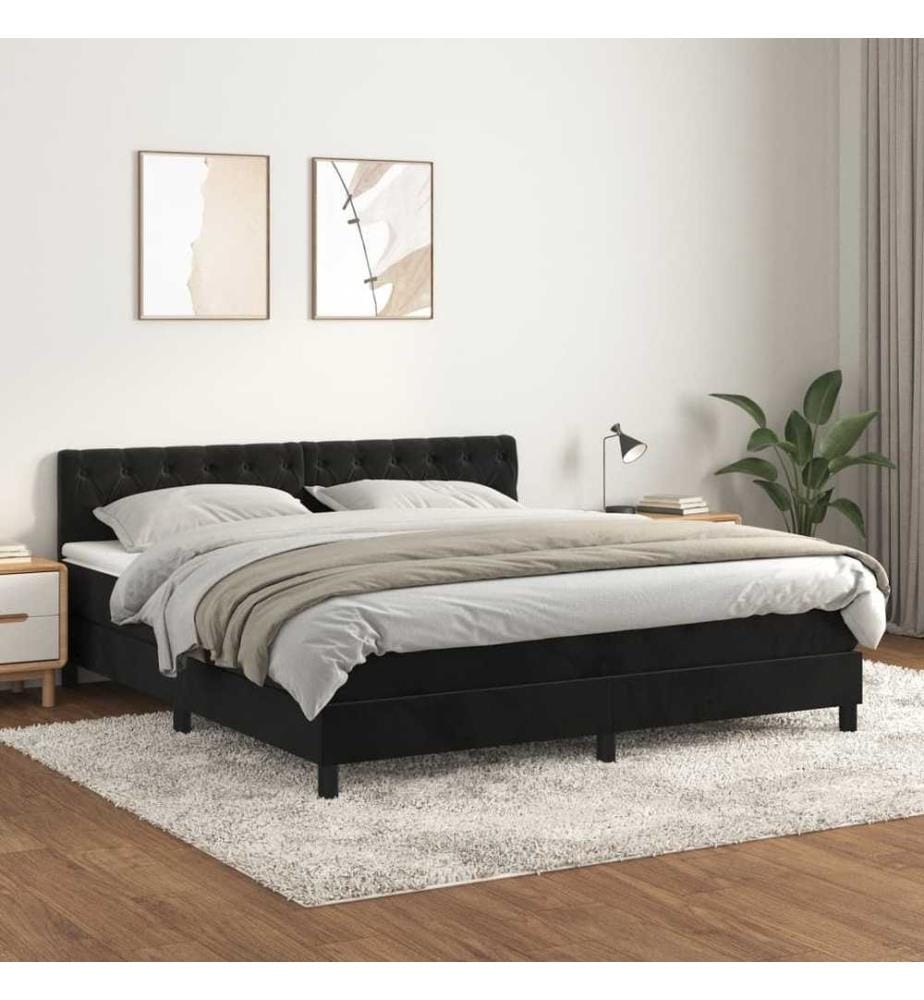 Boxspringbett mit Matratze Schwarz 160x200 cm Samt