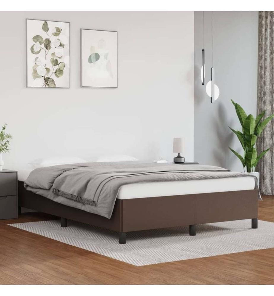 Bettgestell Braun 140x190 cm Kunstleder