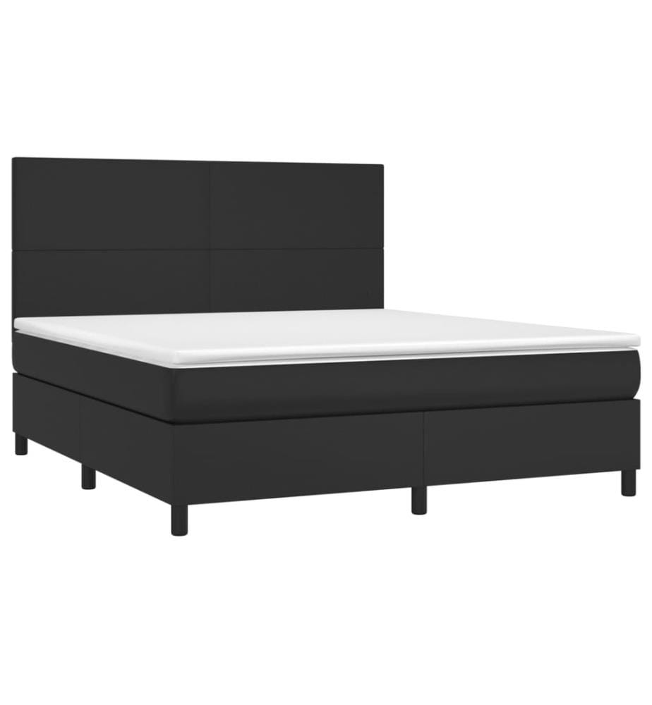 Boxspringbett mit Matratze & LED Schwarz 160x200 cm Kunstleder