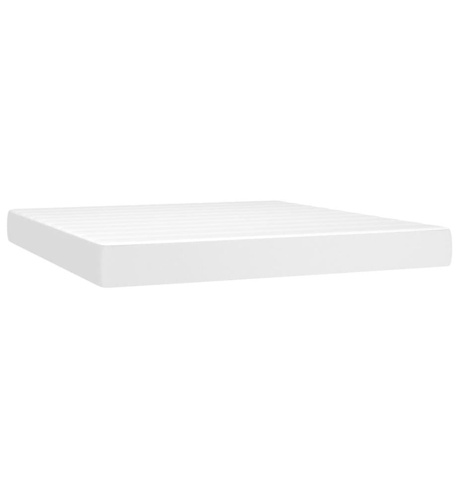 Boxspringbett mit Matratze Weiss 160x200 cm Kunstleder