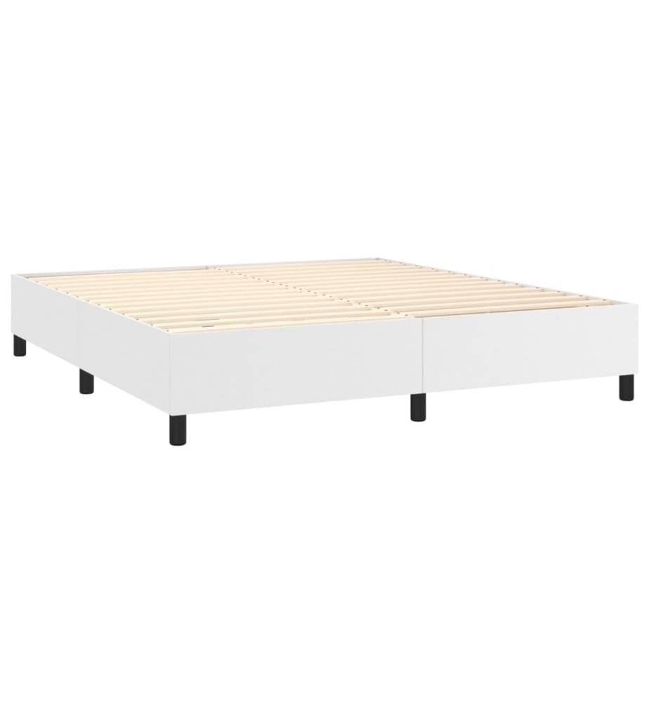 Boxspringbett mit Matratze & LED Weiss 160x200 cm Kunstleder