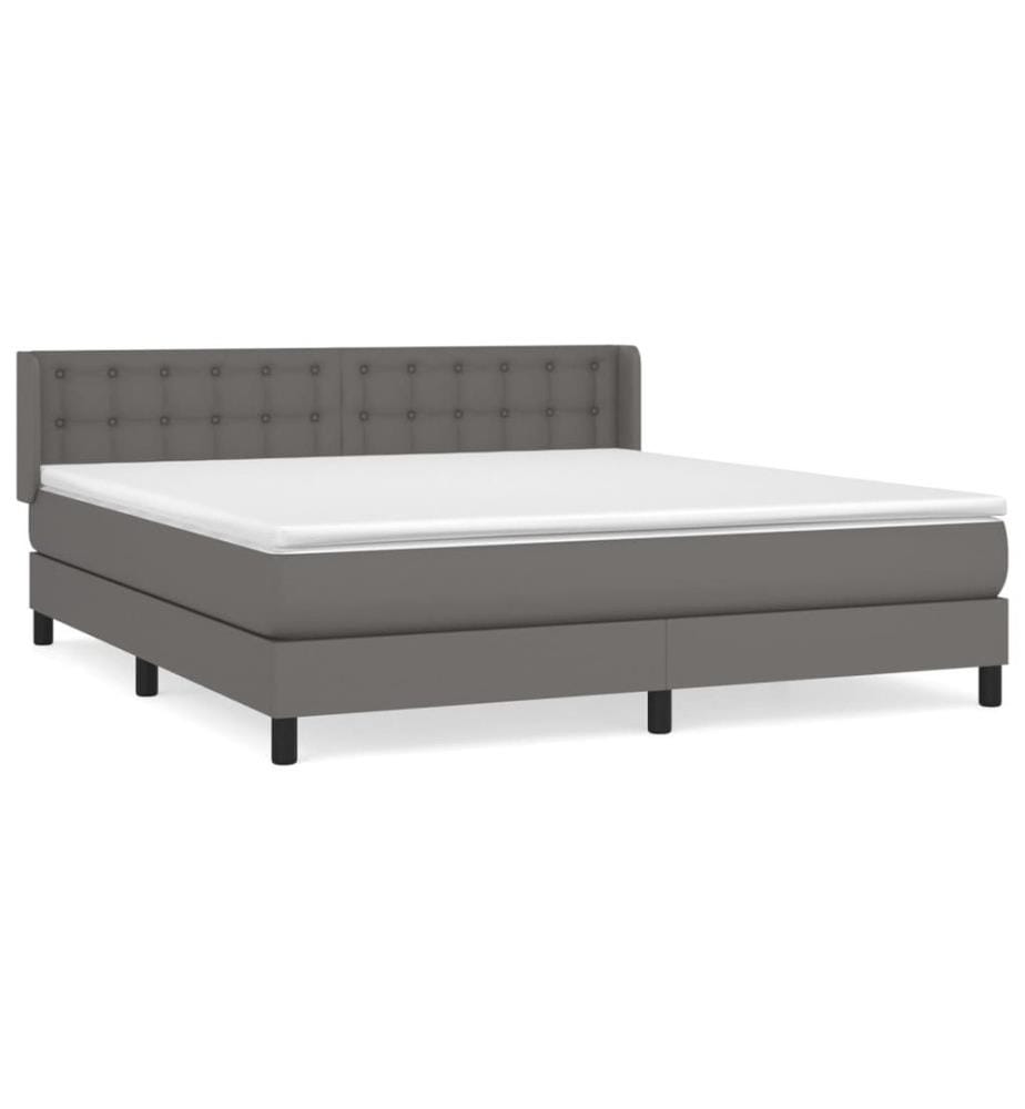Boxspringbett mit Matratze Grau 180x200 cm Kunstleder