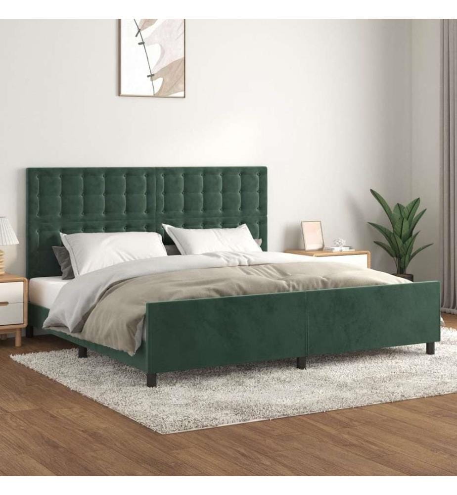 Bettgestell mit Kopfteil Dunkelgrün 200x200 cm Samt
