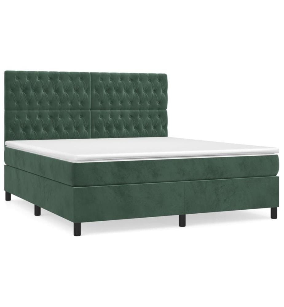 Boxspringbett mit Matratze Dunkelgrün 180x200 cm Samt